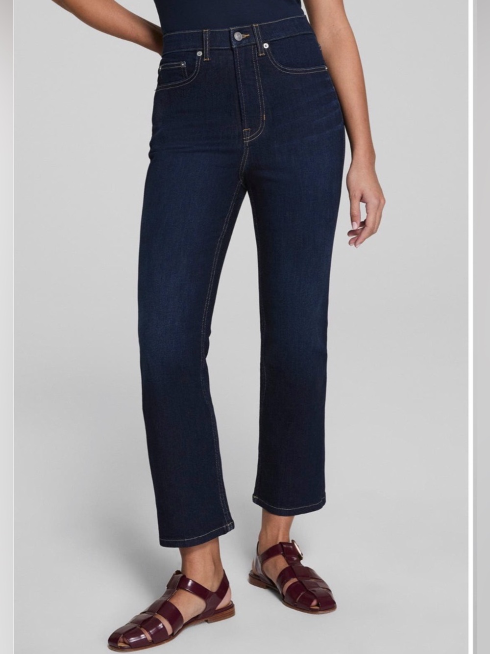 SPANX Dark Indigo High-Rise Wide Leg Jeans